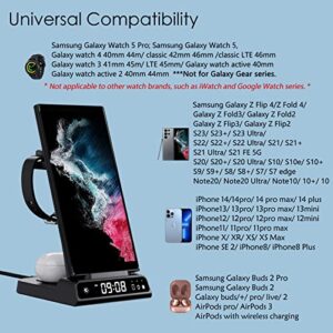 Wireless Charger for Samsung Charging Station, 3 in 1 Android Phone Trio Multiple Devices Charger for Samsung S23 Ultra/Galaxy S22 Ultra/S21/Z Flip/Fold 4/Buds, Charger for Galaxy Watch 5 Pro/4/3