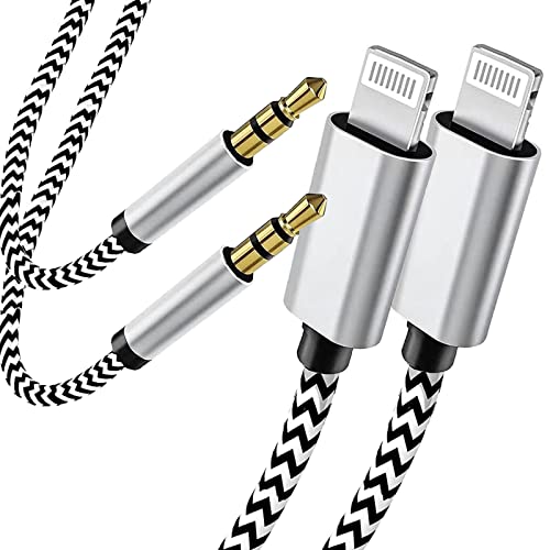 Aux Cord for iPhone 3.3Ft,[Apple MFi Certified] Lightning to 3.5mm Aux Audio Nylon Braided Cable Compatible with iPhone14/13/12/11/XS/XR/X 8 7 6/iPad/iPod to Car/Home Stereo, Speaker,Headphone All iOS