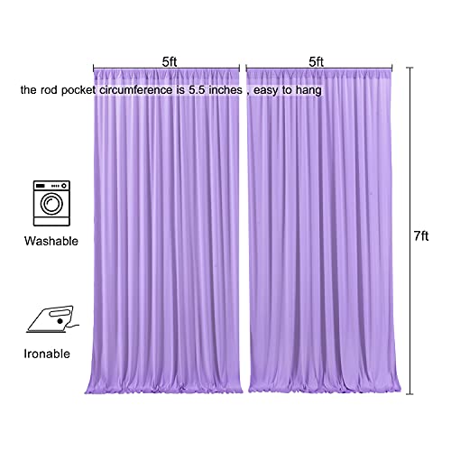 Lavender Backdrop Curtain for Parties Wedding Wrinkle Free Light Purple Photo Curtains Backdrop Drapes Fabric Decoration for Baby Shower Photoshoot 5ft x 7ft,2 Panels