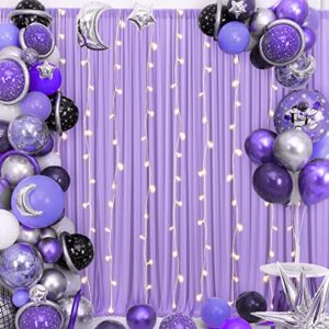 Lavender Backdrop Curtain for Parties Wedding Wrinkle Free Light Purple Photo Curtains Backdrop Drapes Fabric Decoration for Baby Shower Photoshoot 5ft x 7ft,2 Panels