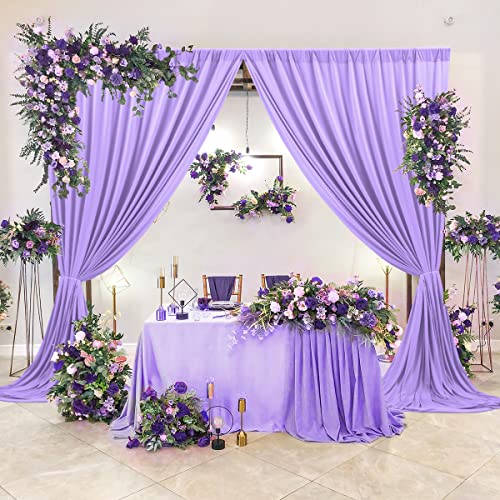 Lavender Backdrop Curtain for Parties Wedding Wrinkle Free Light Purple Photo Curtains Backdrop Drapes Fabric Decoration for Baby Shower Photoshoot 5ft x 7ft,2 Panels