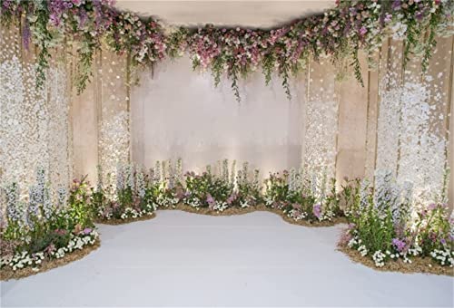 CSFOTO 10x7ft Wedding Backdrop for Cradle Ceremony Backdrop for Proposal Flowers Curtain Wedding Ceremony Banner Bridal Shower Background Mother's Day Backdrop Floral Marriage Backdrop