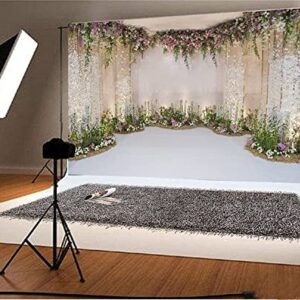 CSFOTO 10x7ft Wedding Backdrop for Cradle Ceremony Backdrop for Proposal Flowers Curtain Wedding Ceremony Banner Bridal Shower Background Mother's Day Backdrop Floral Marriage Backdrop