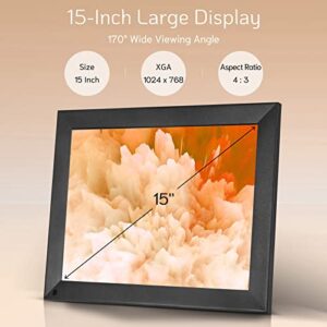 NexFoto 32GB Large 15 inch Digital Picture Frame, Wi-Fi Digital Photo Frame, Wall-Mountable, Instantly Share Photos Videos via App or Email, Gift for Grandparents