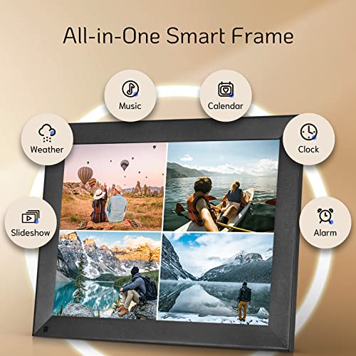 NexFoto 32GB Large 15 inch Digital Picture Frame, Wi-Fi Digital Photo Frame, Wall-Mountable, Instantly Share Photos Videos via App or Email, Gift for Grandparents