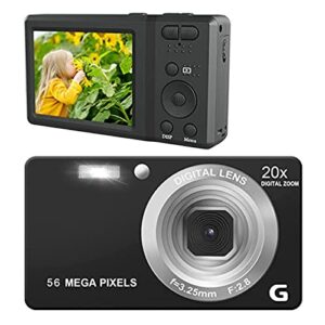 digital cameras for photoggraphy, 4k 56mp vlogging camera with 2.7 inch lcd display autofocus & time lapse compact portable mini cameras for travel and photography (black)