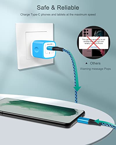 Android Charger, Type C USBC Charging for Samsung Tab A7 Lite S8 Plus, Galaxy S23 S22 Ultra S21+ S21 S20 Fe 5g S10 A32 A12 A42 A02s A03s A53 5g Note 10 Plus, USB Wall Charger Block + 6 Ft USB-C Cable