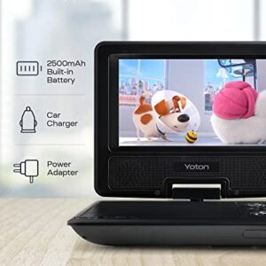 YOTON 9.5" Portable DVD Player for Kids and Car, 7.5" Swivel HD Screen with 4-6 Hours Built-in Battery, Support Sync Screen to TV, Support SD Card/USB/Multiple Disc Formats