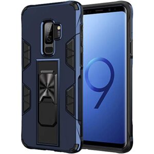 samsung galaxy s9 plus case galaxy s9+ case military grade shockproof with kickstand stand built-in magnetic car mount armor heavy duty protective case for galaxy s9 plus phone case (blue)