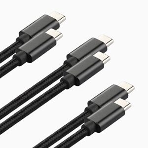 vivitle usb c to usb c cable fast charging (6.6ft 60w, 3-pack),usb type c charger cord compatible with samsung galaxy s22/s22+, s21/s21+ ultra 5g, ipad pro 2021, ipad air 5,note 20/10 (black)