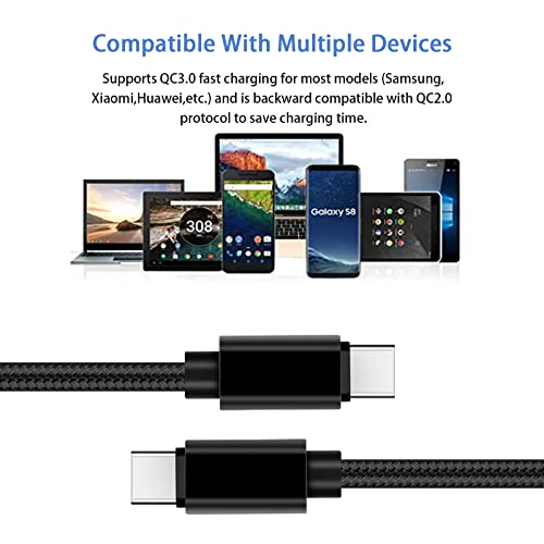 Vivitle USB C to USB C Cable Fast Charging (6.6ft 60W, 3-Pack),USB Type C Charger Cord Compatible with Samsung Galaxy S22/S22+, S21/S21+ Ultra 5G, iPad Pro 2021, iPad Air 5,Note 20/10 (Black)