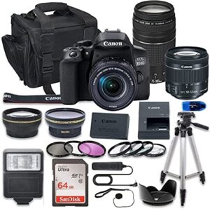 canon eos 850d (rebel t8i) dslr camera bundle with 18-55mm stm & 75-300mm iii lens bundle + 64gb high speed memory card + accessory kit