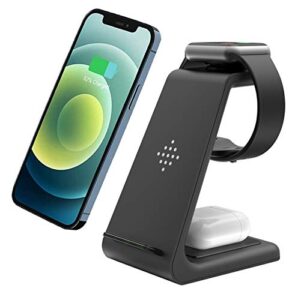wireless charging station, 3 in 1 wireless charger stand compatible for iphone 14 pro max/14 pro/14 plus/13/12/11/xr/x/8, fast charging dock for iwatch series ultra/8/7/se/6/5/4/3/2 airpods 3/2/pro