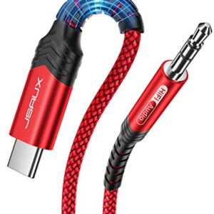 JSAUX USB C to 3.5mm Audio Aux Jack Cable[3.3ft], USB Type C to 3.5mm Headphone Stereo Cord Car Compatible with iPad Pro 2018 Google Pixel 2 3 XL, Samsung Galaxy S21 S20 Ultra Note 20 10 Plus-Red