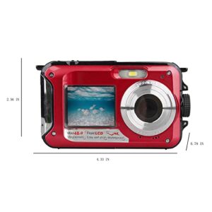 TOUMENY Waterproof Digital Camera, Full Hd 2.7K 48Mp16X Digital Zoom Video Recorder, Self-Timer Dual Screen