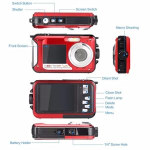 TOUMENY Waterproof Digital Camera, Full Hd 2.7K 48Mp16X Digital Zoom Video Recorder, Self-Timer Dual Screen