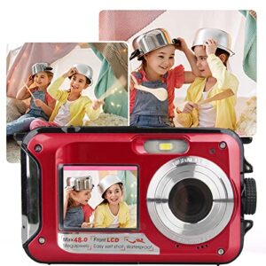 TOUMENY Waterproof Digital Camera, Full Hd 2.7K 48Mp16X Digital Zoom Video Recorder, Self-Timer Dual Screen