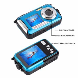 TOUMENY Waterproof Digital Camera, Full Hd 2.7K 48Mp16X Digital Zoom Video Recorder, Self-Timer Dual Screen