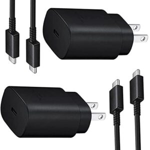 USB-C 2-Pack 25W PD Super Fast Charging Wall Charger for Samsung Galaxy A53/A73/A33/Z Fold4/Flip4/S22/S22 Plus/S21/S21 Ultra/S20/Note20/ Note 20 Ultra/iPhone 14 /iPhone 13/13 Pro/13 Pro Max/iPad Pro