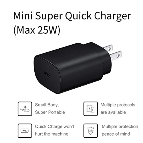 USB-C 2-Pack 25W PD Super Fast Charging Wall Charger for Samsung Galaxy A53/A73/A33/Z Fold4/Flip4/S22/S22 Plus/S21/S21 Ultra/S20/Note20/ Note 20 Ultra/iPhone 14 /iPhone 13/13 Pro/13 Pro Max/iPad Pro