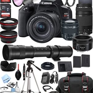 Rebel SL3 DSLR Camera w/EF-S 18-55mm F/4-5.6 is STM Lens + 75-300mm F/4-5.6 III Lens + 50mm f/1.8 STM Lens + 420-800mm Super Telephoto Lens + 128GB Memory (42pc Extreme Bundle)