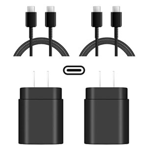 samsung fast charger 25w type c charger, 2-pack usb-c fast charger and 6ft type c to type c cable for samsung galaxy s23,s22/s21/s20 ultra/s23+/s22+/s21+/s21/note 20 ultra/note 10+/note 10 …