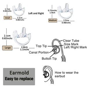 HYS Clear Soft Earmold Replacement Ear Pieces Flexible Open Ear Insert Earbuds for Transparent Air Acoustic Security Radio Surveillance earpiece Headset