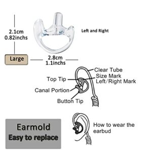 HYS Clear Soft Large Earmold Replacement Ear Pieces Flexible Open Ear Insert Ear Buds for Walkie Talkie 2 Way Radio Transparent Air Acoustic earpiece Headset