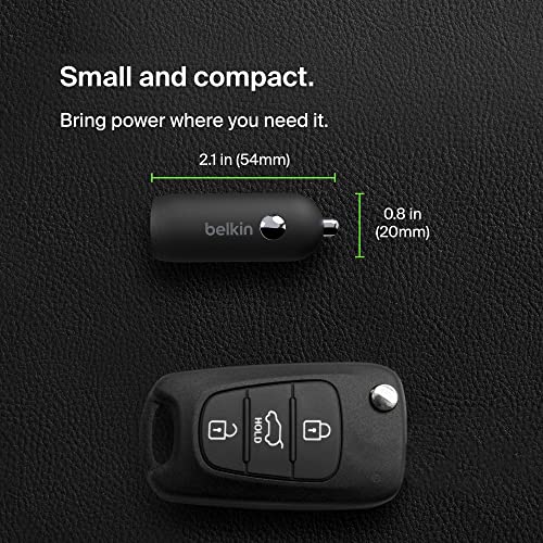 Belkin Boost↑Charge™ 30W Fast Car Charger, Compact Design w/USB-C Power Delivery Port, Universal Compatibility for iPhone 14, Galaxy S23, Note Series, and More - Black