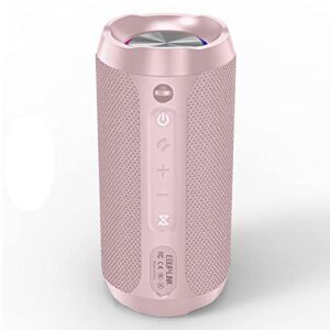 eduplink portable bluetooth speaker – 20w output, 3600mah battery with extended playtime, waterproof ipx7, tws pairing, rgb led lights & tf card slot – pink
