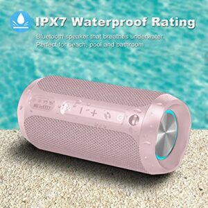 EDUPLINK Portable Bluetooth Speaker - 20W Output, 3600mAh Battery with Extended Playtime, Waterproof IPX7, TWS Pairing, RGB LED Lights & TF Card Slot - Pink