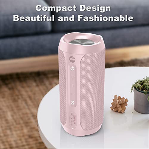 EDUPLINK Portable Bluetooth Speaker - 20W Output, 3600mAh Battery with Extended Playtime, Waterproof IPX7, TWS Pairing, RGB LED Lights & TF Card Slot - Pink