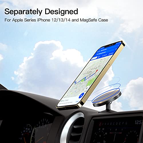 pzoz Magnetic Car Mount Compatible with iPhone 14 /13 /12 & MagSafe Case, 360° Adjustable Magnet Cell Phone Mount Holder for Dashboard Compatible with Mag Safe iPhone 14 /13 /12, Mini, Pro, Pro Max