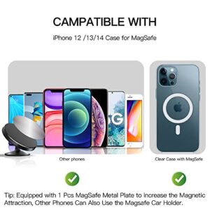 pzoz Magnetic Car Mount Compatible with iPhone 14 /13 /12 & MagSafe Case, 360° Adjustable Magnet Cell Phone Mount Holder for Dashboard Compatible with Mag Safe iPhone 14 /13 /12, Mini, Pro, Pro Max