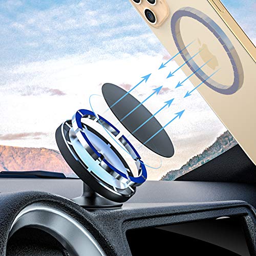 pzoz Magnetic Car Mount Compatible with iPhone 14 /13 /12 & MagSafe Case, 360° Adjustable Magnet Cell Phone Mount Holder for Dashboard Compatible with Mag Safe iPhone 14 /13 /12, Mini, Pro, Pro Max