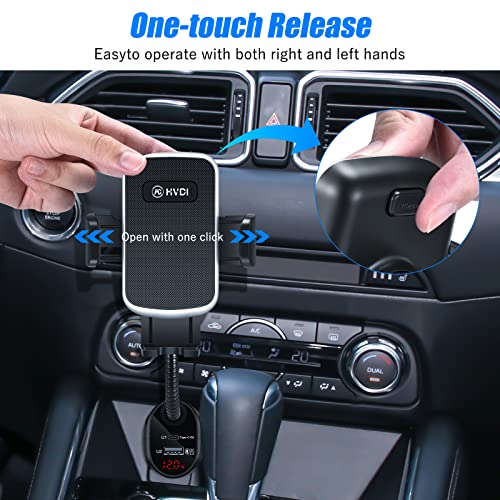 HVDI Car Cigarette Lighter Phone Mount - USB C Fast Car Charger Phone Holder,36W Power Delivery Dual Port(PD+QC3.0),Adjustable Cell Phone Cradle with Voltage Detector