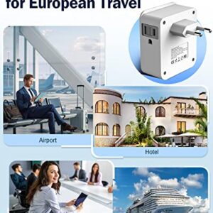 UK & European Travel Plug Adapter - Fast Charger for iPhone iPad 20W PD USB C & Quick Charge QC 3.0, 2500W Power Adaptor 3 US Outlets American to EU Europe Italy France Travel Essentials Accessories
