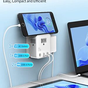 UK & European Travel Plug Adapter - Fast Charger for iPhone iPad 20W PD USB C & Quick Charge QC 3.0, 2500W Power Adaptor 3 US Outlets American to EU Europe Italy France Travel Essentials Accessories