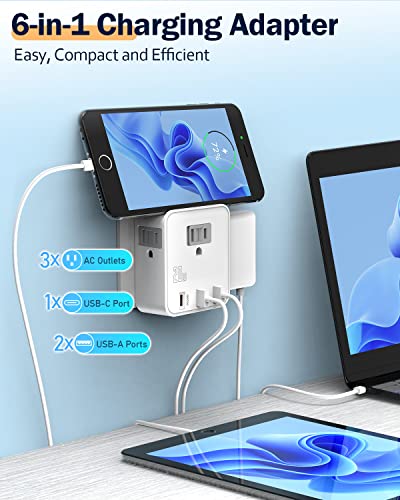 UK & European Travel Plug Adapter - Fast Charger for iPhone iPad 20W PD USB C & Quick Charge QC 3.0, 2500W Power Adaptor 3 US Outlets American to EU Europe Italy France Travel Essentials Accessories