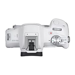 Canon EOS R50 Mirrorless Vlogging Camera (Body Only/White), RF Mount, 24.2 MP, 4K Video, DIGIC X Image Processor, Subject Detection & Tracking, Compact, Smartphone Connection, Content Creator