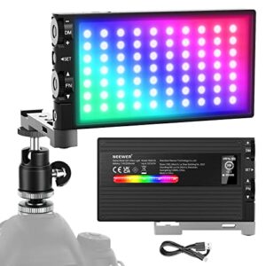 neewer rgb led video light, 12w rgb150 full-color camera light with aluminum alloy body, cri 97+, tlci 97+, 2500~8500k, 3200mah rechargeable battery, 12 scene modes for gaming/youtube/vlog/photography