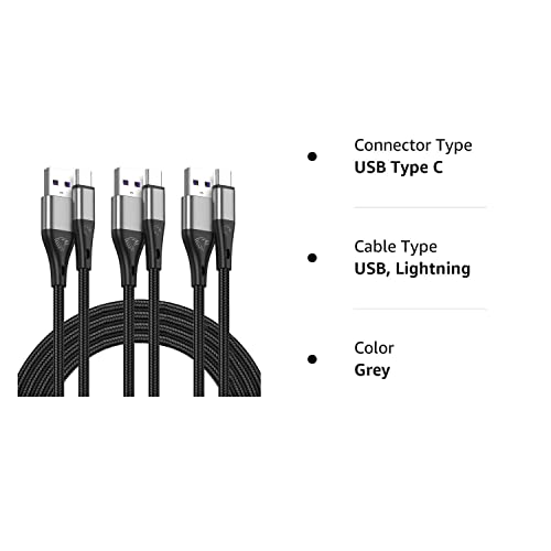 USB Type C Cable Fast Charging,3pack 10ft Premium Nylon Braided 3A Rapid Charger Quick Cord,Type C to A Cable Compatible for Samsung Galaxy S21 S20 S10 S9 S8 Plus,Note 20 10 9 8, LG V50 V40 G8 G7