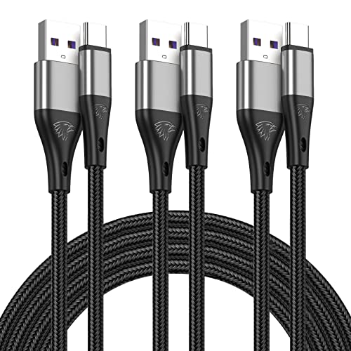 USB Type C Cable Fast Charging,3pack 10ft Premium Nylon Braided 3A Rapid Charger Quick Cord,Type C to A Cable Compatible for Samsung Galaxy S21 S20 S10 S9 S8 Plus,Note 20 10 9 8, LG V50 V40 G8 G7