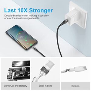 USB Type C Cable Fast Charging,3pack 10ft Premium Nylon Braided 3A Rapid Charger Quick Cord,Type C to A Cable Compatible for Samsung Galaxy S21 S20 S10 S9 S8 Plus,Note 20 10 9 8, LG V50 V40 G8 G7