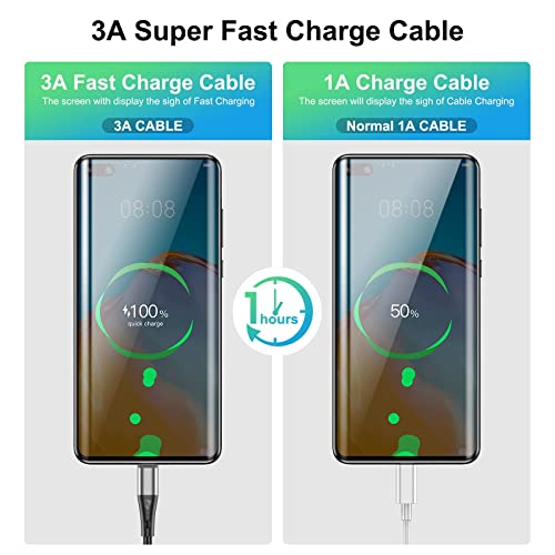 USB Type C Cable Fast Charging,3pack 10ft Premium Nylon Braided 3A Rapid Charger Quick Cord,Type C to A Cable Compatible for Samsung Galaxy S21 S20 S10 S9 S8 Plus,Note 20 10 9 8, LG V50 V40 G8 G7