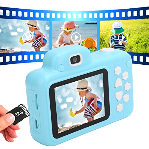 Children Video Record Camera, Dual Lens 2.4in 1080P Kid Camera Toys, Support Continuous Shooting, Time Lapse Photography, Gift for Children on Children's Day, Birthday, Christmas (Blue)