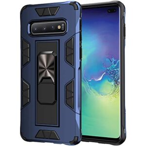 samsung galaxy s10 case military grade shockproof with kickstand stand built-in magnetic car mount armor heavy duty protective case for samsung galaxy s10 phone case (blue)