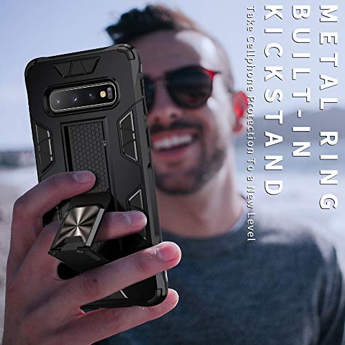 Samsung Galaxy S10 Case Military Grade Shockproof with Kickstand Stand Built-in Magnetic Car Mount Armor Heavy Duty Protective Case for Samsung Galaxy S10 Phone Case (Blue)