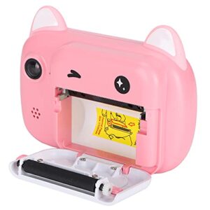 mumisuto Kids Digital Camera, Instant Camera with Print Paper 24MP Resolution 200dpi 32GB Children's Cam Pink Cat