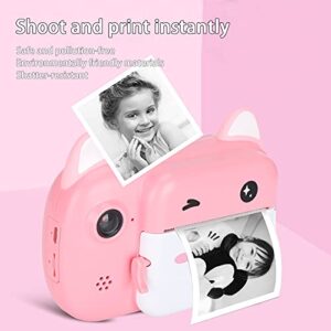 mumisuto Kids Digital Camera, Instant Camera with Print Paper 24MP Resolution 200dpi 32GB Children's Cam Pink Cat
